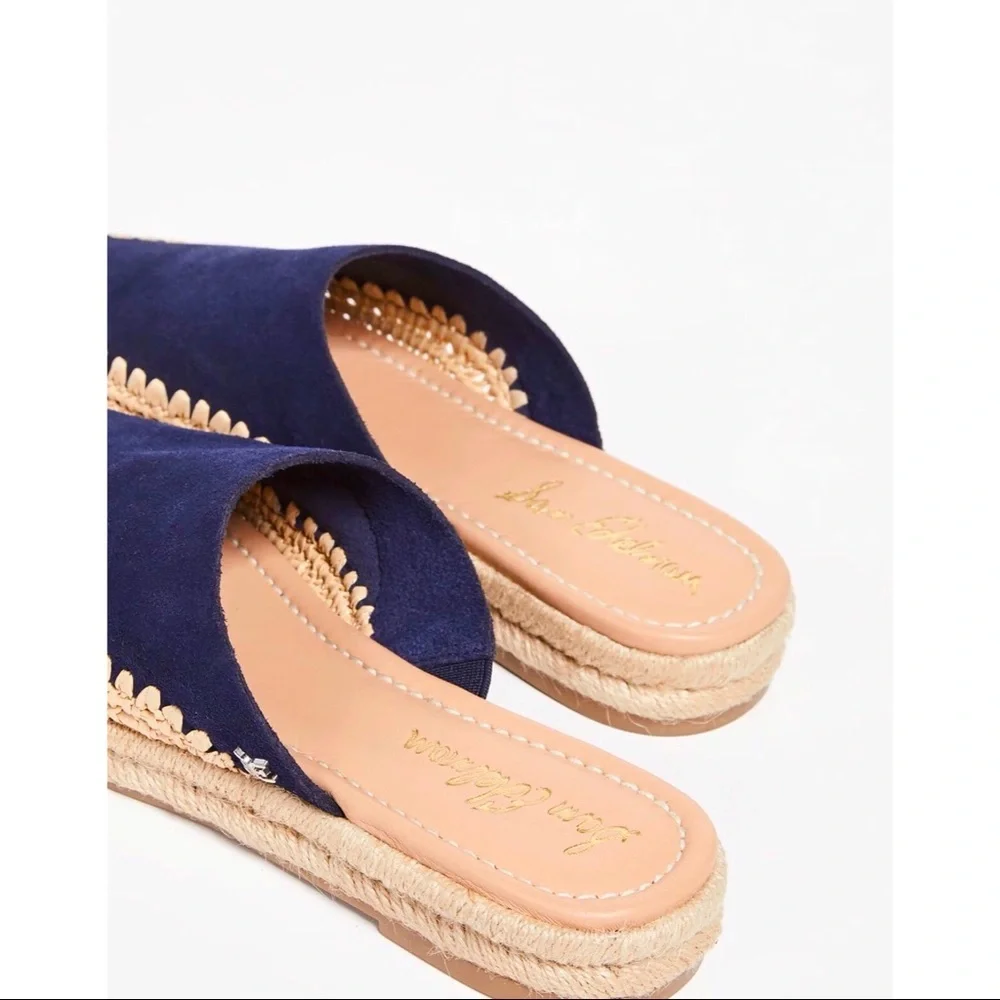Sam Edelman Suede Espadrille Mules Austin Navy Blue SZ 7.5